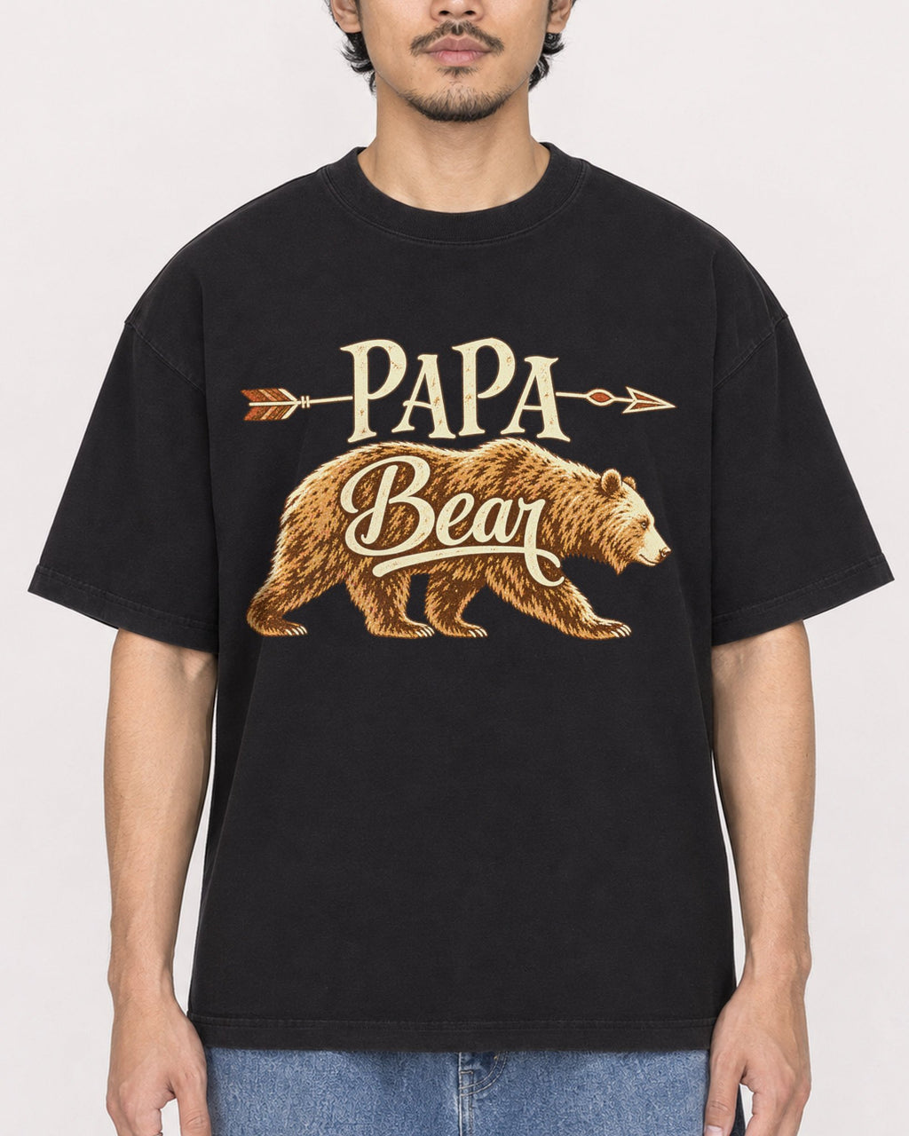 Mockup Boxy Heavyweight Tee Black male close-up 02