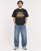 Mockup Boxy Heavyweight Tee Black male full-body 02