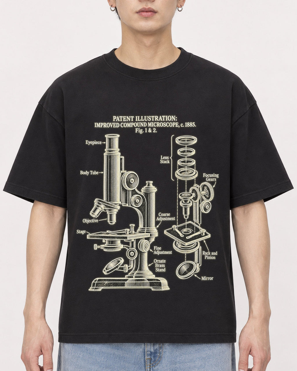 Mockup Boxy Heavyweight Tee Black male close-up 01