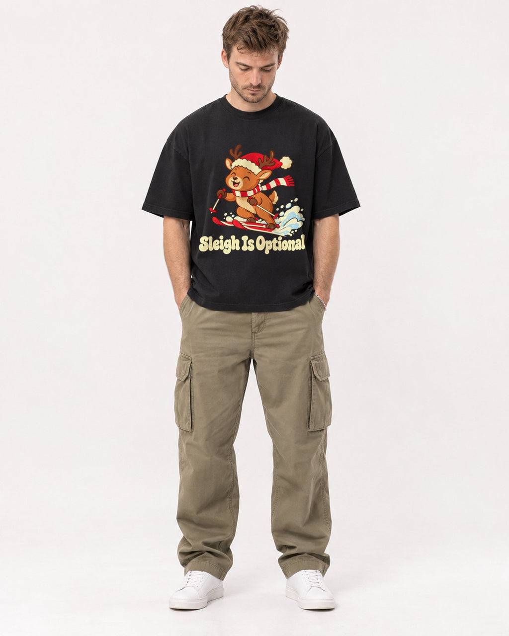 Mockup Boxy Heavyweight Tee Black male full-body 08