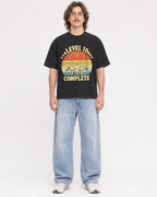 Mockup Boxy Heavyweight Tee Black male full-body 49