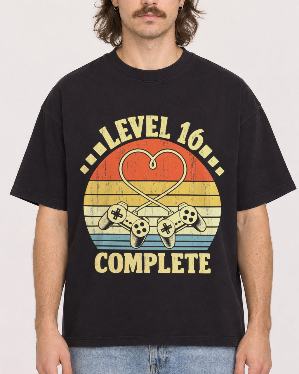 Mockup Boxy Heavyweight Tee Black male close-up 49