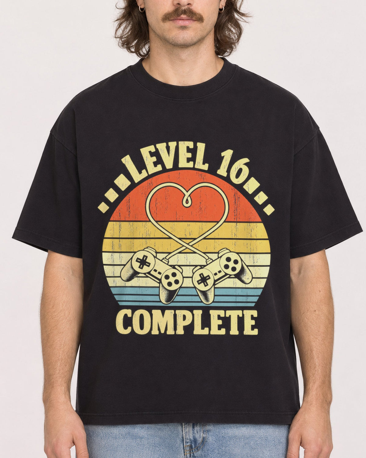 Mockup Boxy Heavyweight Tee Black male close-up 49