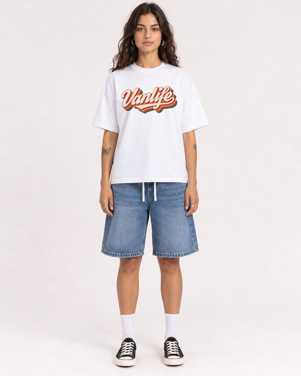 Mockup Boxy Heavyweight Tee White female full-body 06