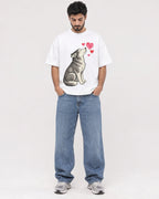 Mockup Boxy Heavyweight Tee White male full-body 07