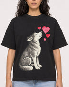 Mockup Boxy Heavyweight Tee Black female close-up 07