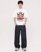 Mockup Boxy Heavyweight Tee White male full-body 01