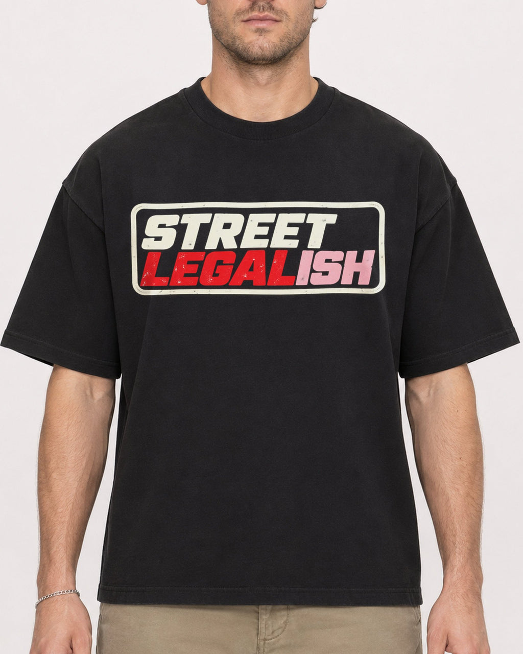 Mockup Boxy Heavyweight Tee Black male close-up 08