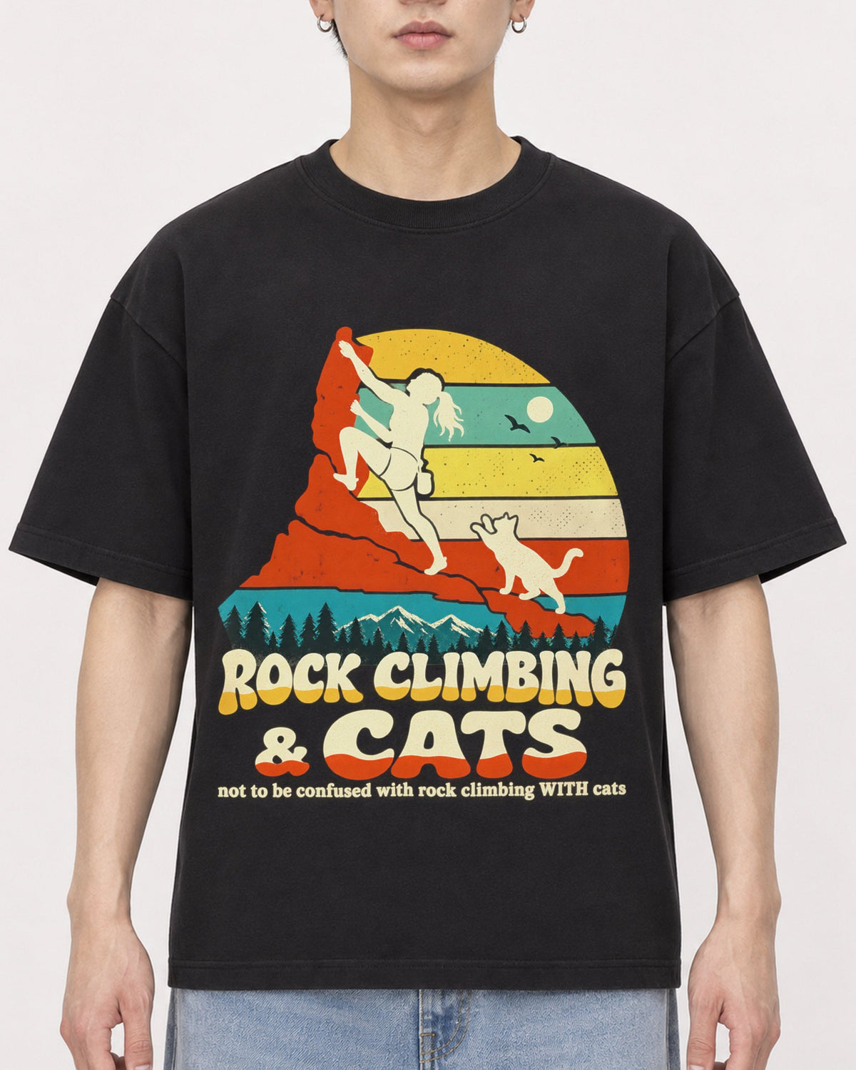 Mockup Boxy Heavyweight Tee Black male close-up 01