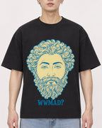 Mockup Boxy Heavyweight Tee Black male close-up 01