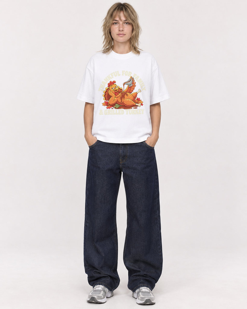 Mockup Boxy Heavyweight Tee White female full-body 19