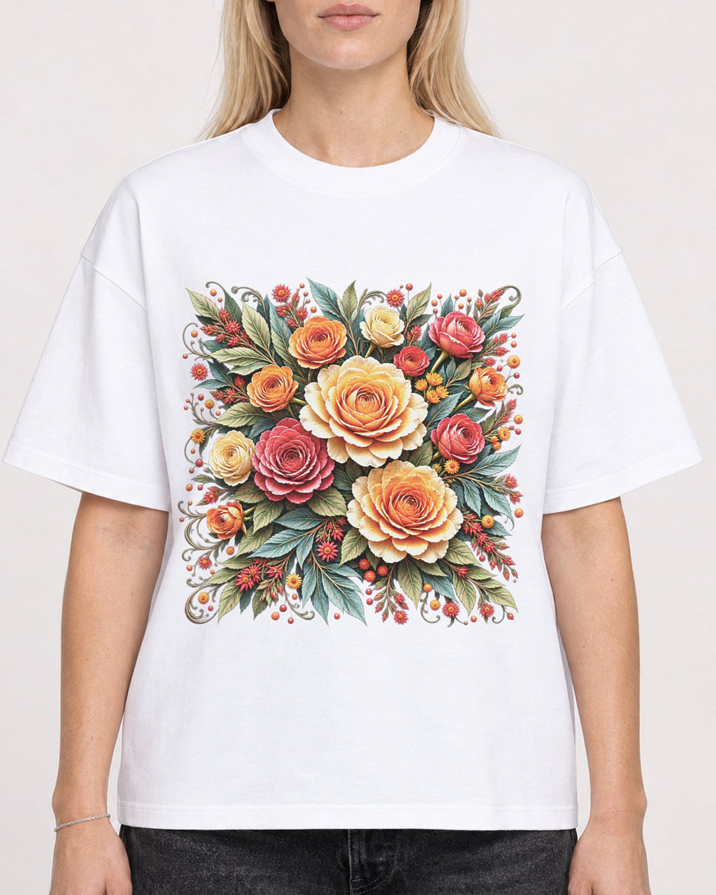 Mockup Boxy Heavyweight Tee White female close-up 08