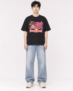 Mockup Boxy Heavyweight Tee Black male full-body 01