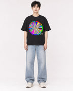 Mockup Boxy Heavyweight Tee Black male full-body 01