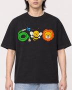 Mockup Boxy Heavyweight Tee Black male close-up 41