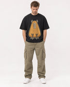 Mockup Boxy Heavyweight Tee Black male full-body 08