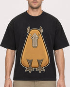 Mockup Boxy Heavyweight Tee Black male close-up 08