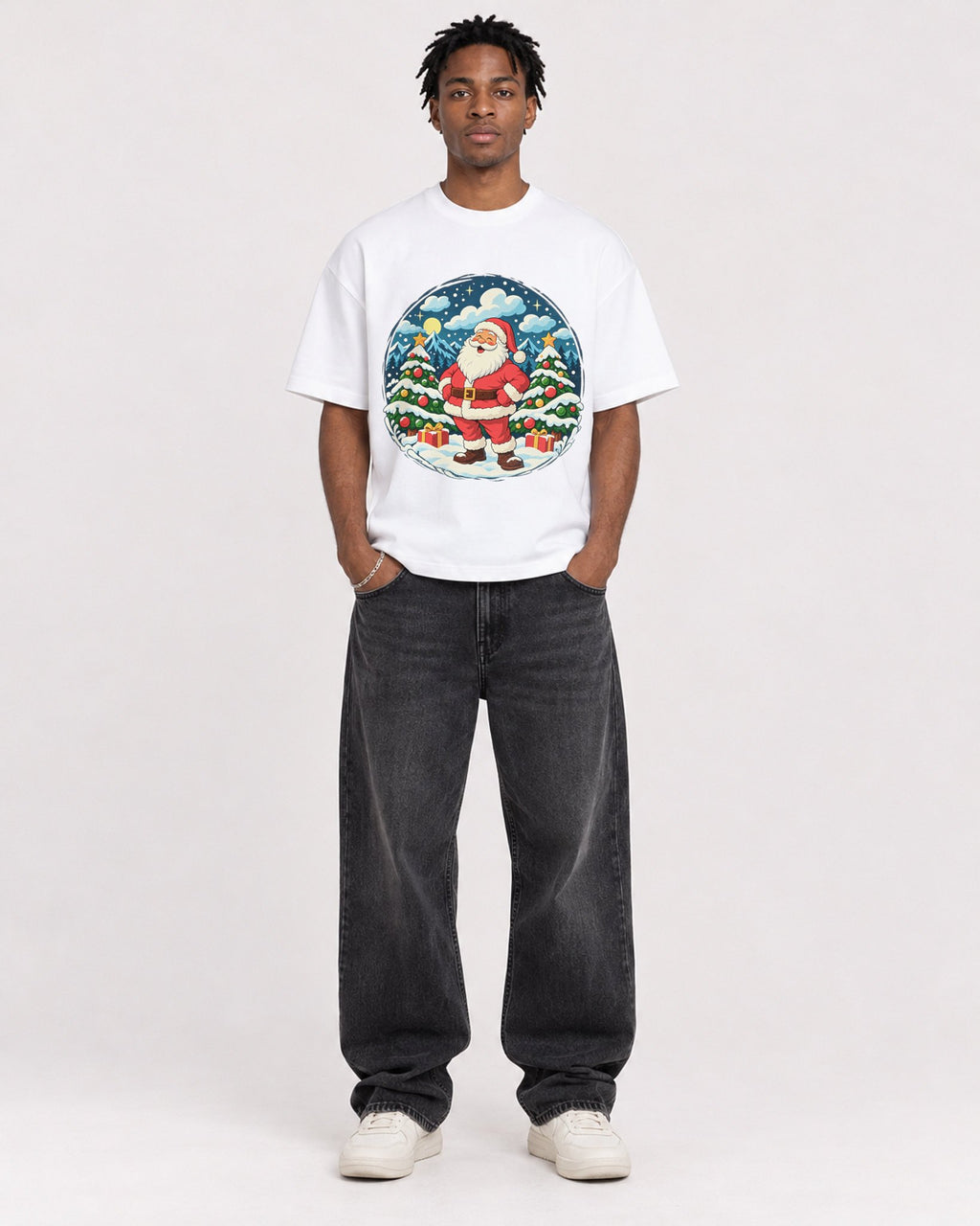 Mockup Boxy Heavyweight Tee White male full-body 05