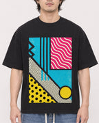 Mockup Boxy Heavyweight Tee Black male close-up 03