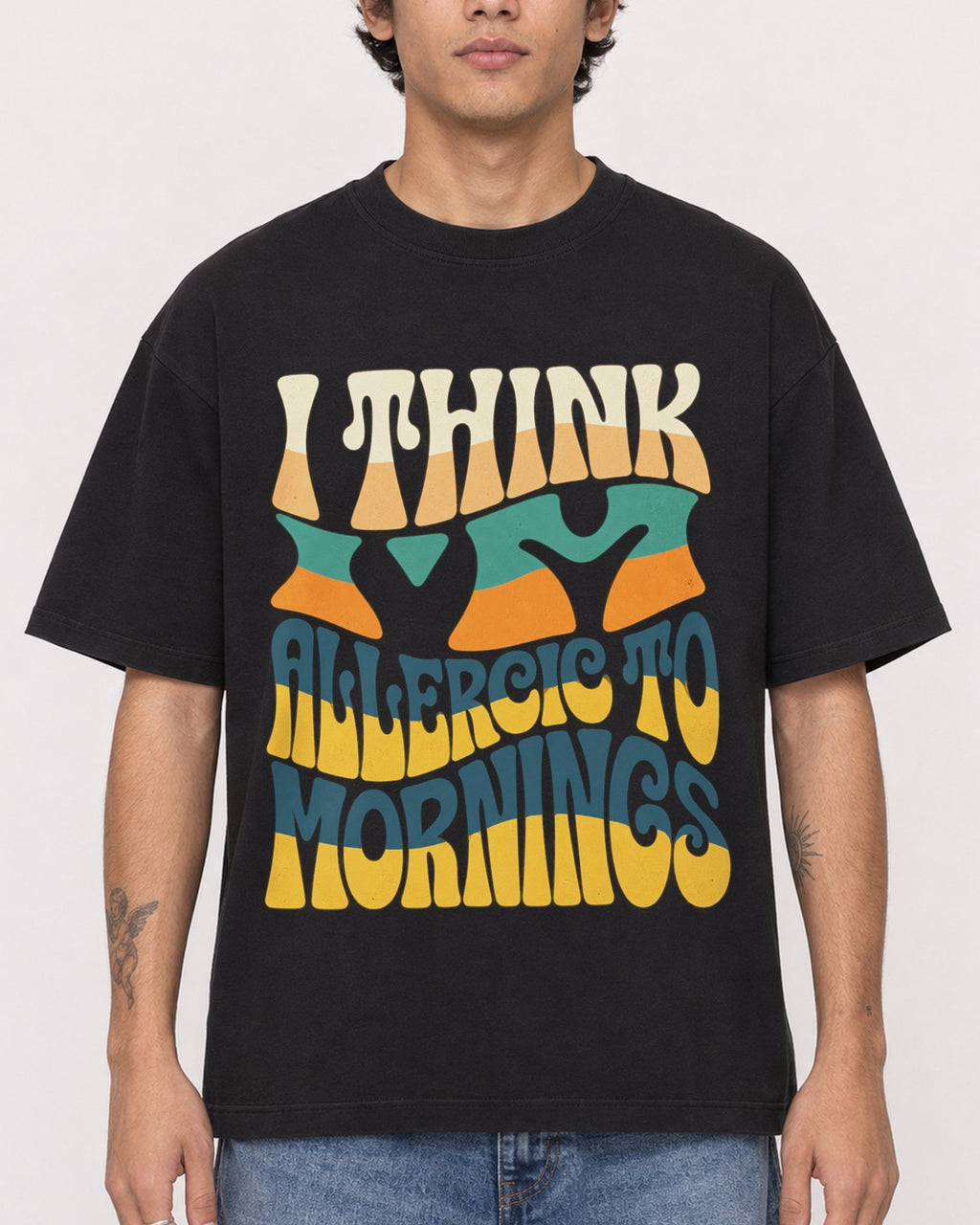Mockup Boxy Heavyweight Tee Black male close-up 06