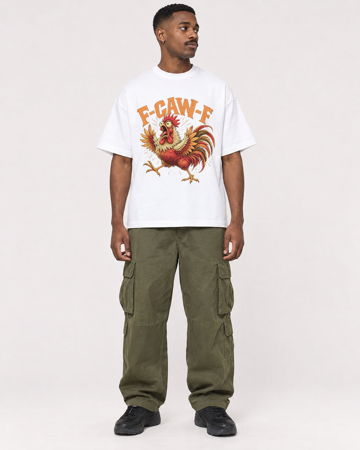 Mockup Boxy Heavyweight Tee White male full-body 14