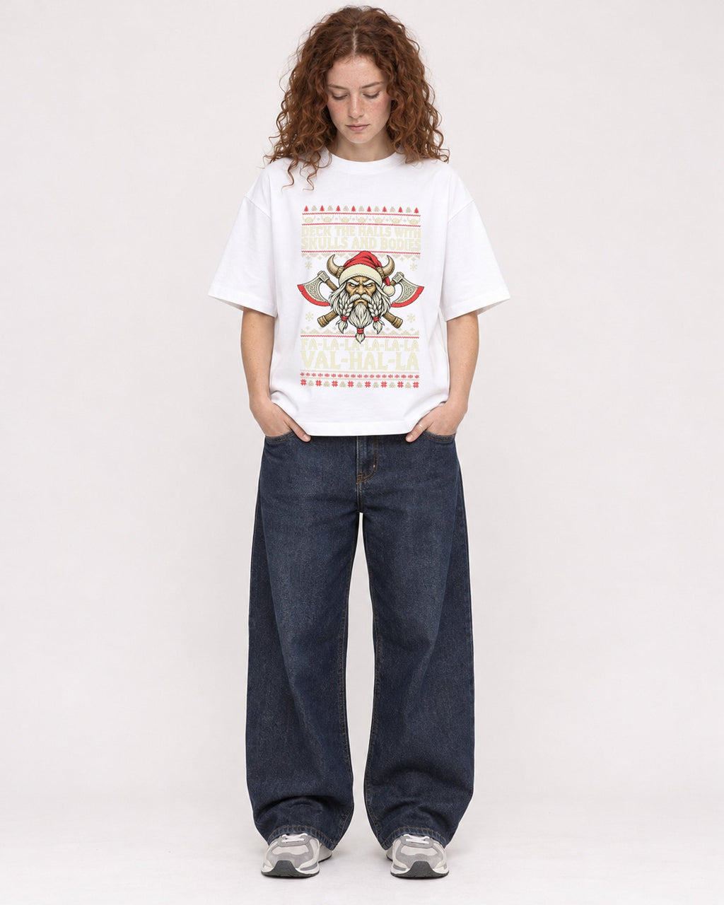 Mockup Boxy Heavyweight Tee White female full-body 09
