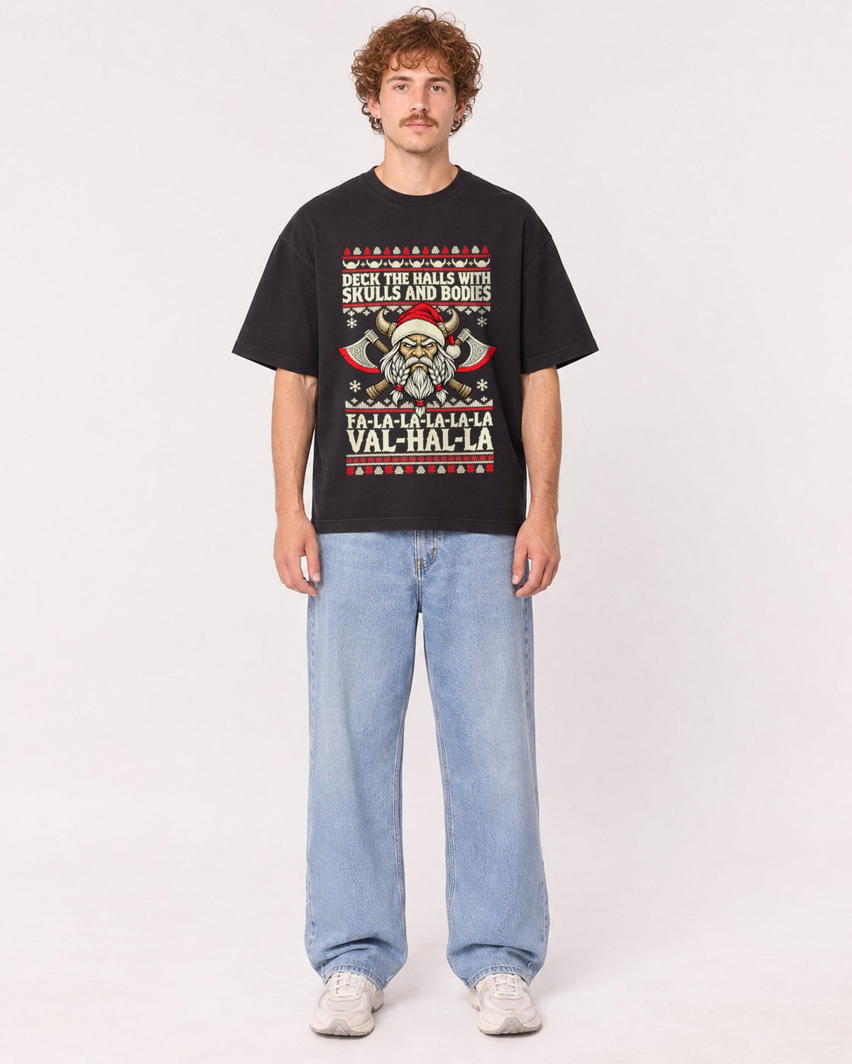Mockup Boxy Heavyweight Tee Black male full-body 09