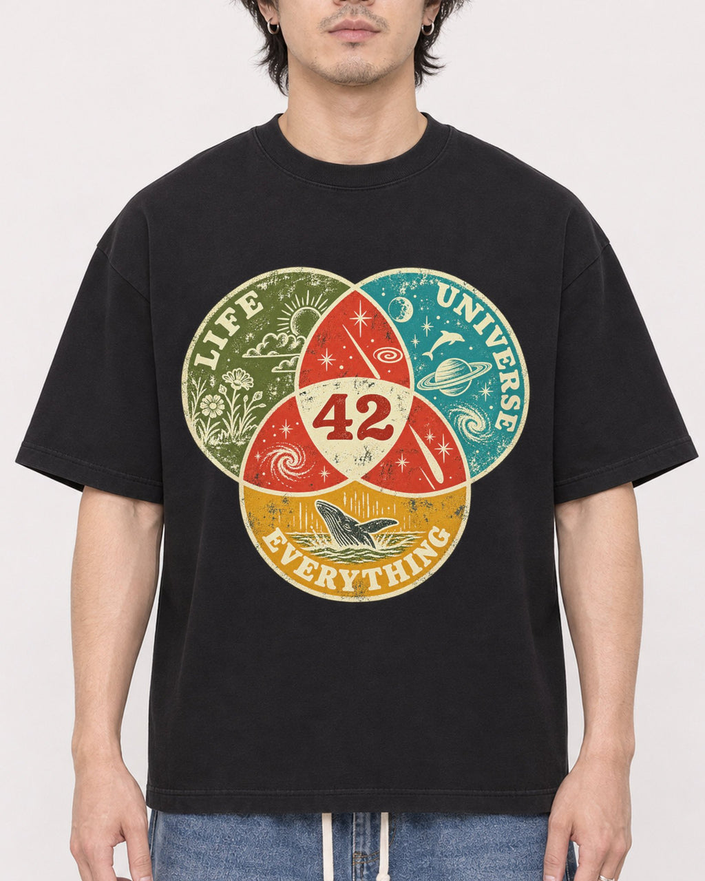 Mockup Boxy Heavyweight Tee Black male close-up 03