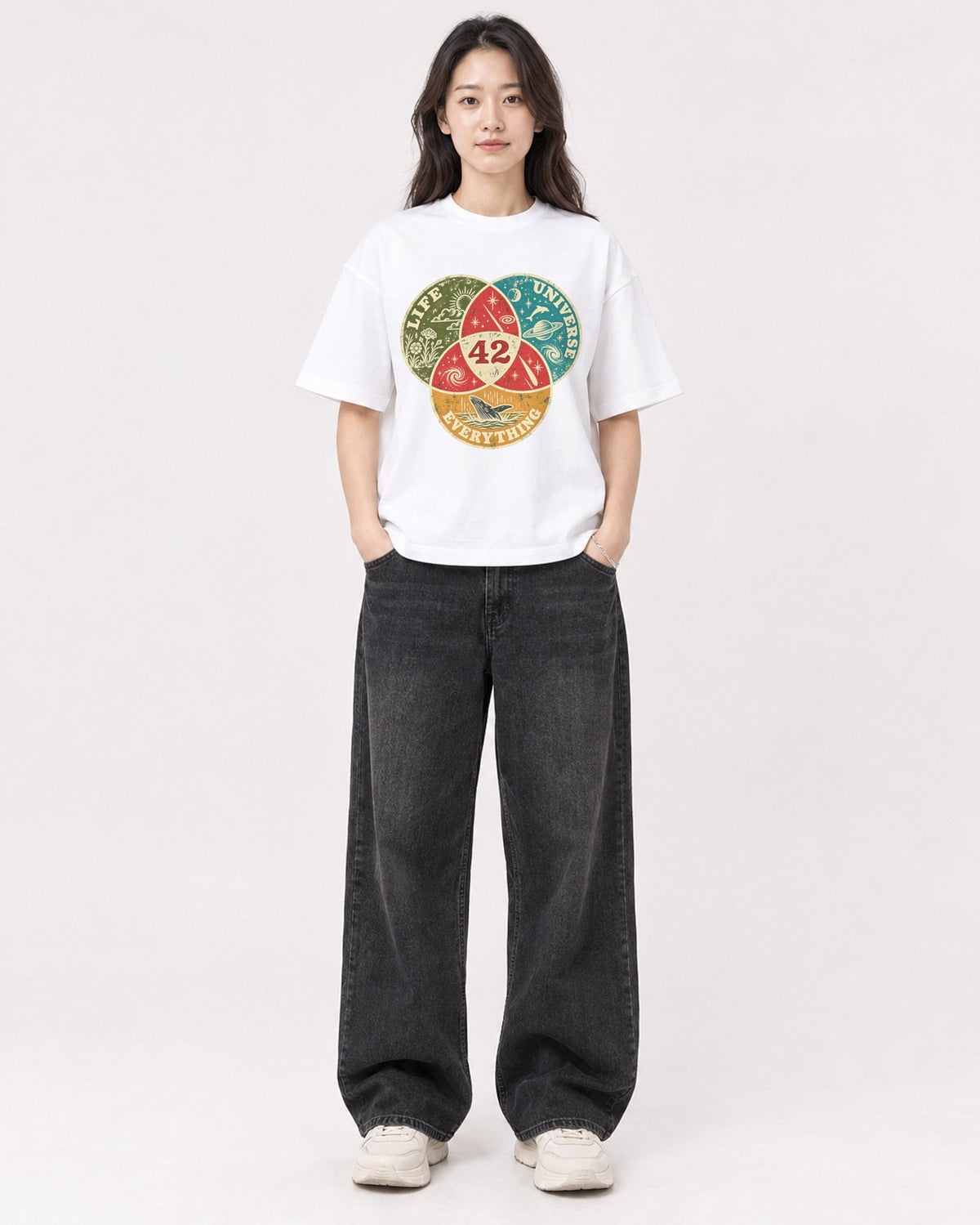 Mockup Boxy Heavyweight Tee White female full-body 03