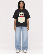 Mockup Boxy Heavyweight Tee Black female full-body 15