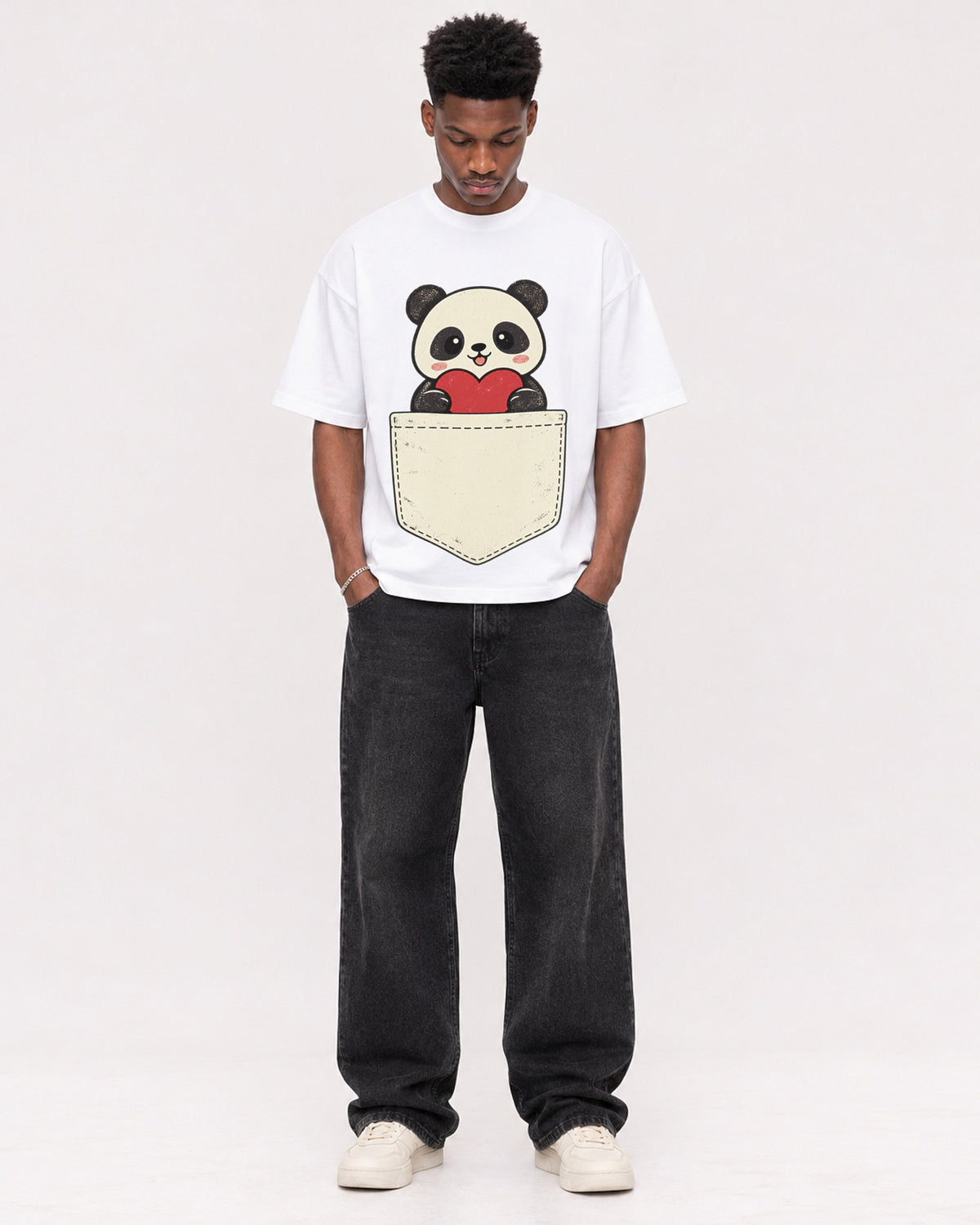 Mockup Boxy Heavyweight Tee White male full-body 15