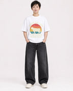 Mockup Boxy Heavyweight Tee White female full-body 23