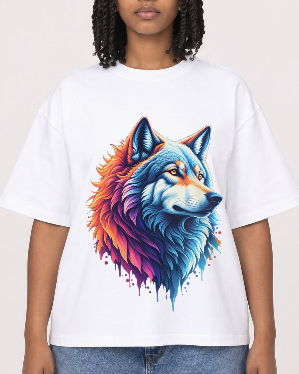 Mockup Boxy Heavyweight Tee White female close-up 15