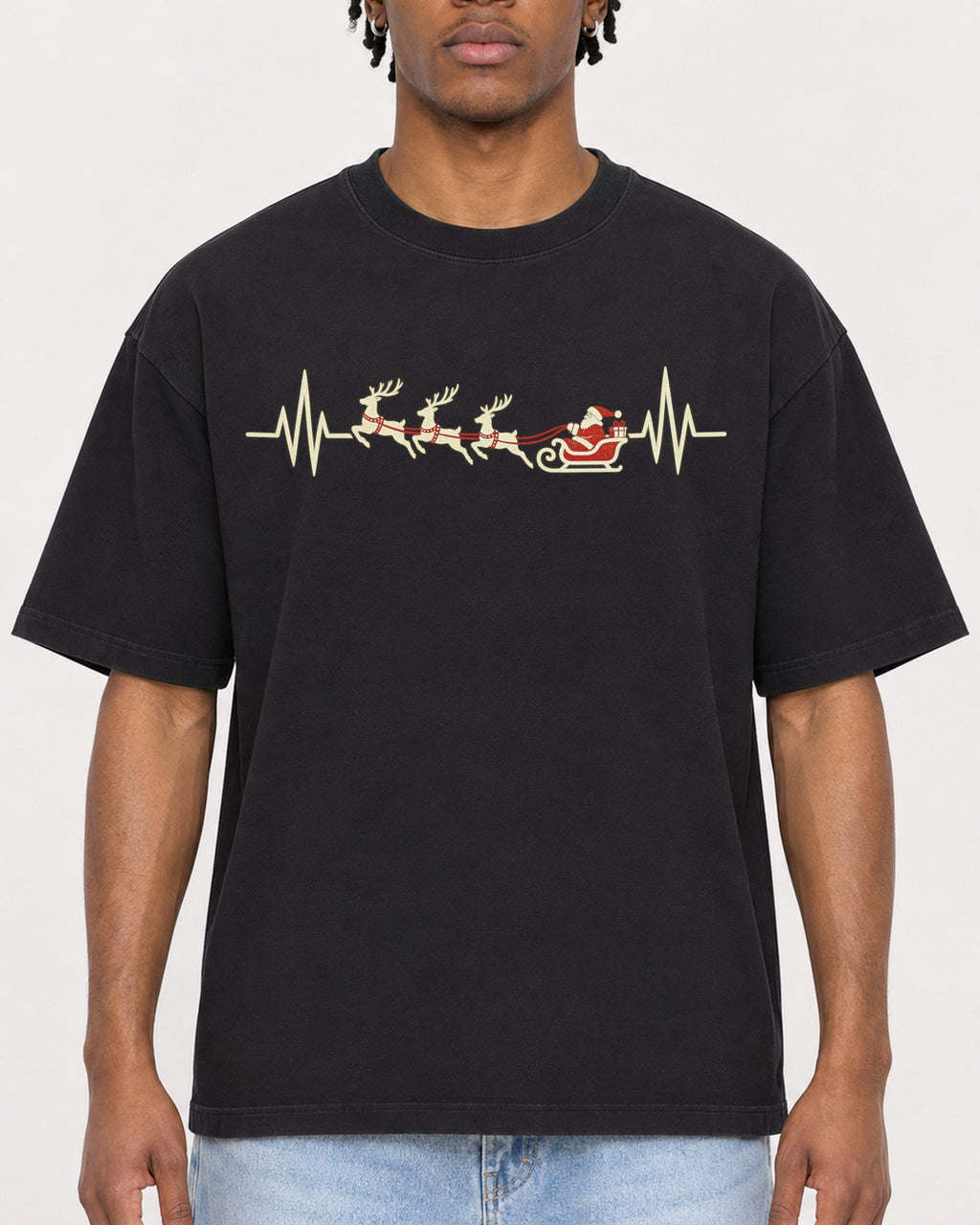 Mockup Boxy Heavyweight Tee Black male close-up 05