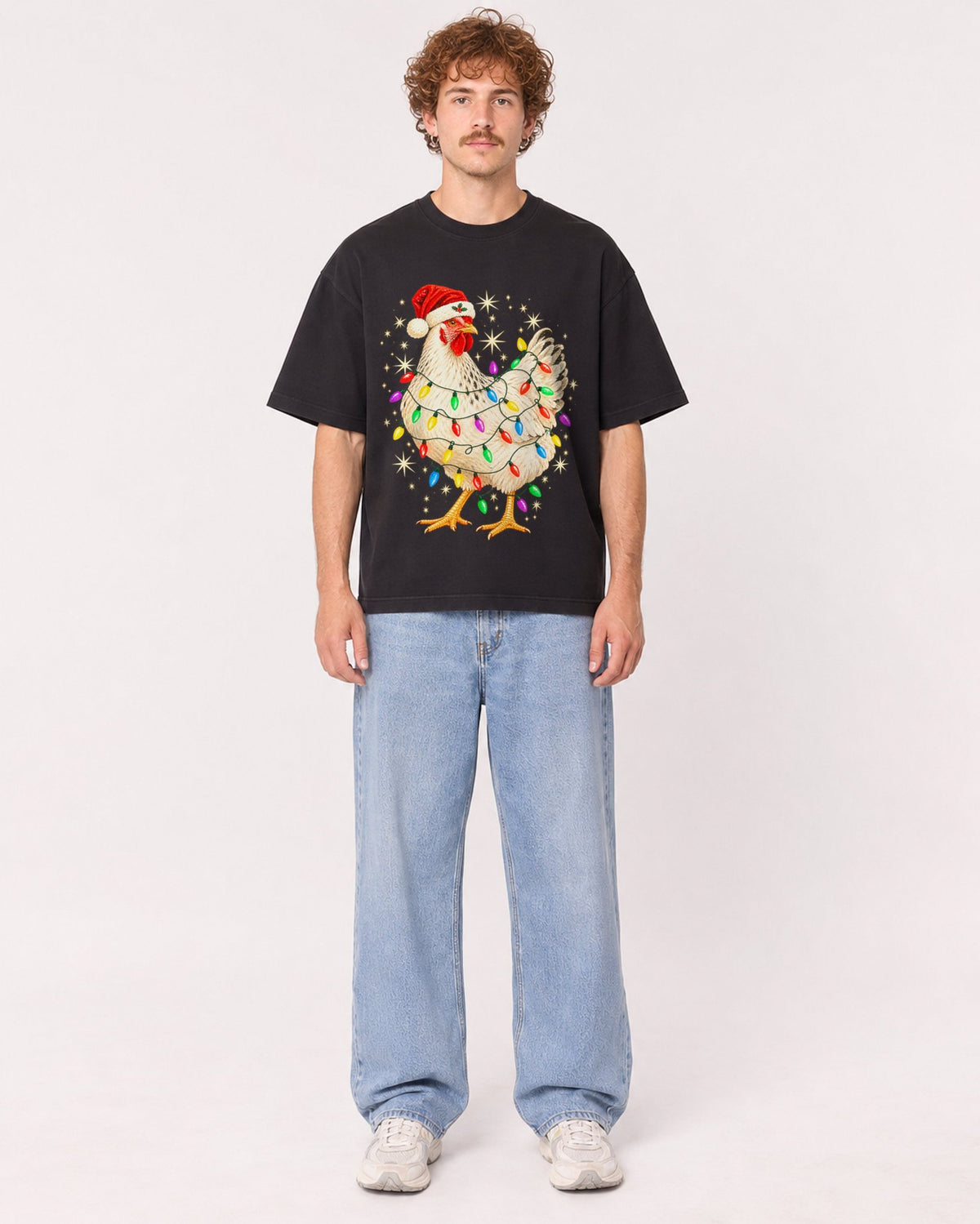 Mockup Boxy Heavyweight Tee Black male full-body 09