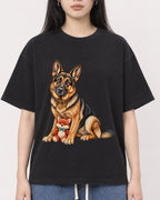 Mockup Boxy Heavyweight Tee Black female close-up 01
