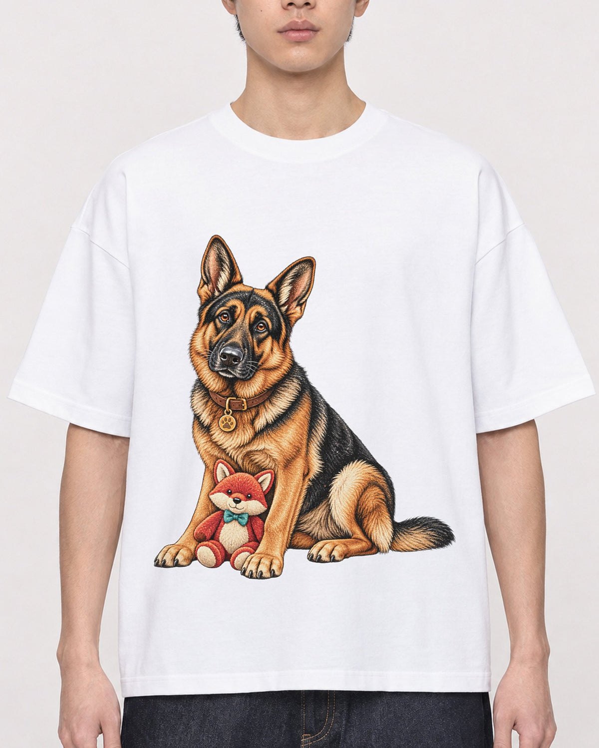 Mockup Boxy Heavyweight Tee White male close-up 01