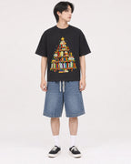 Mockup Boxy Heavyweight Tee Black male full-body 11