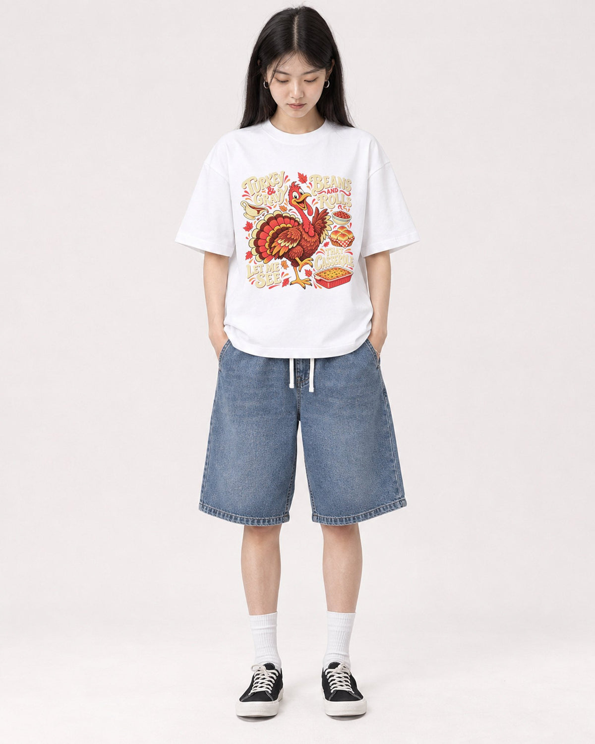Mockup Boxy Heavyweight Tee White female full-body 01