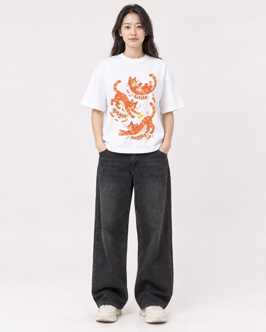 Mockup Boxy Heavyweight Tee White female full-body 03