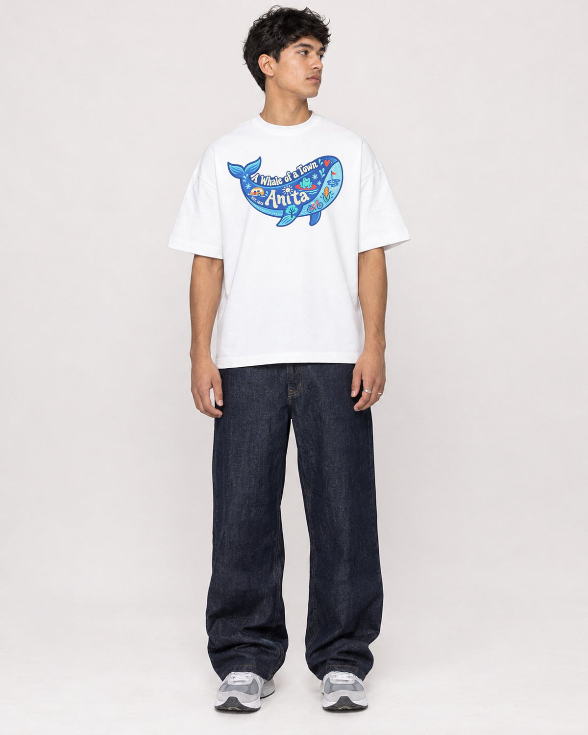 Mockup Boxy Heavyweight Tee White male full-body 46