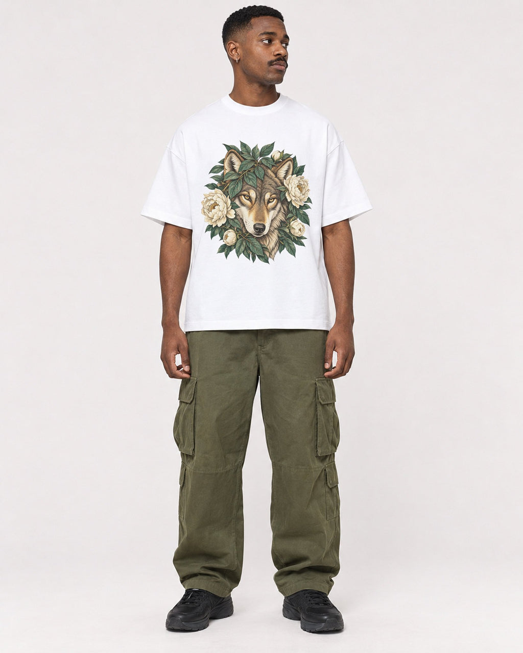 Mockup Boxy Heavyweight Tee White male full-body 14