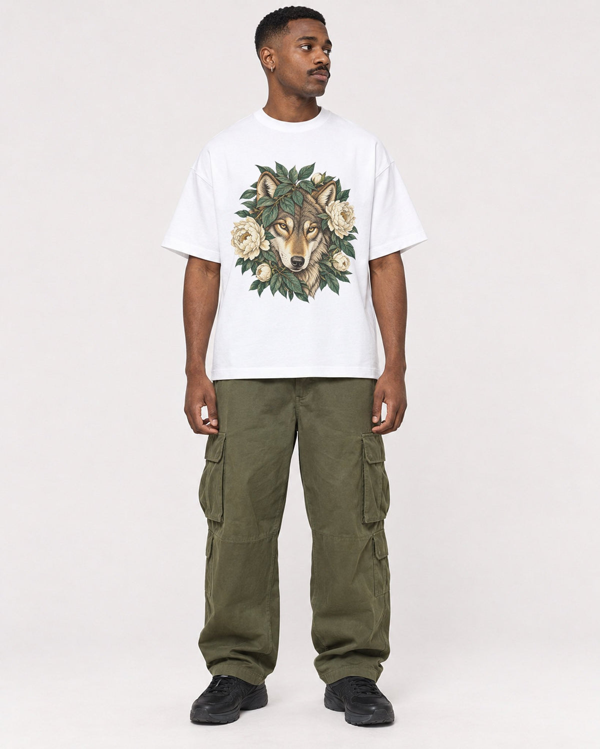 Mockup Boxy Heavyweight Tee White male full-body 14