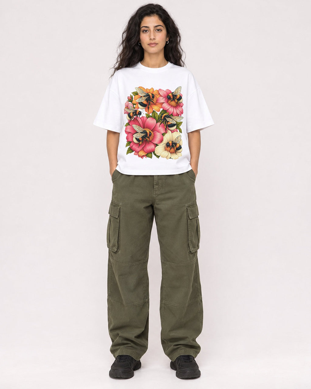 Mockup Boxy Heavyweight Tee White female full-body 07