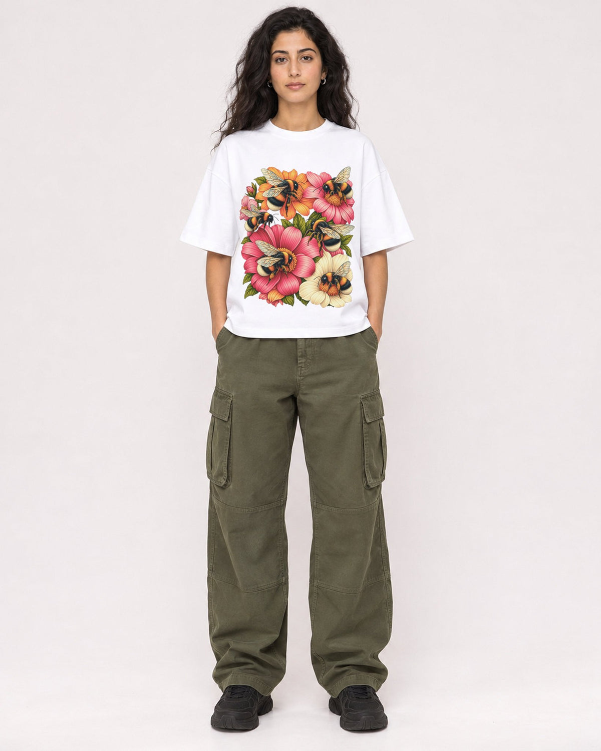 Mockup Boxy Heavyweight Tee White female full-body 07