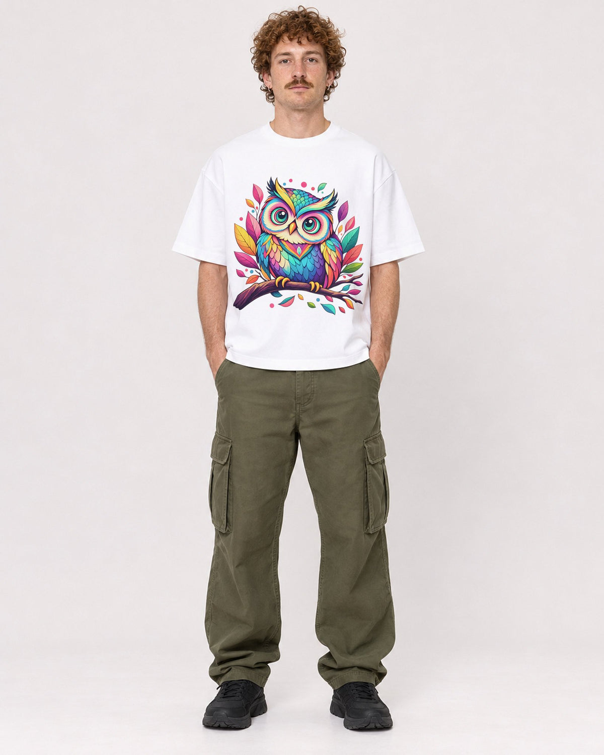 Mockup Boxy Heavyweight Tee White male full-body 09