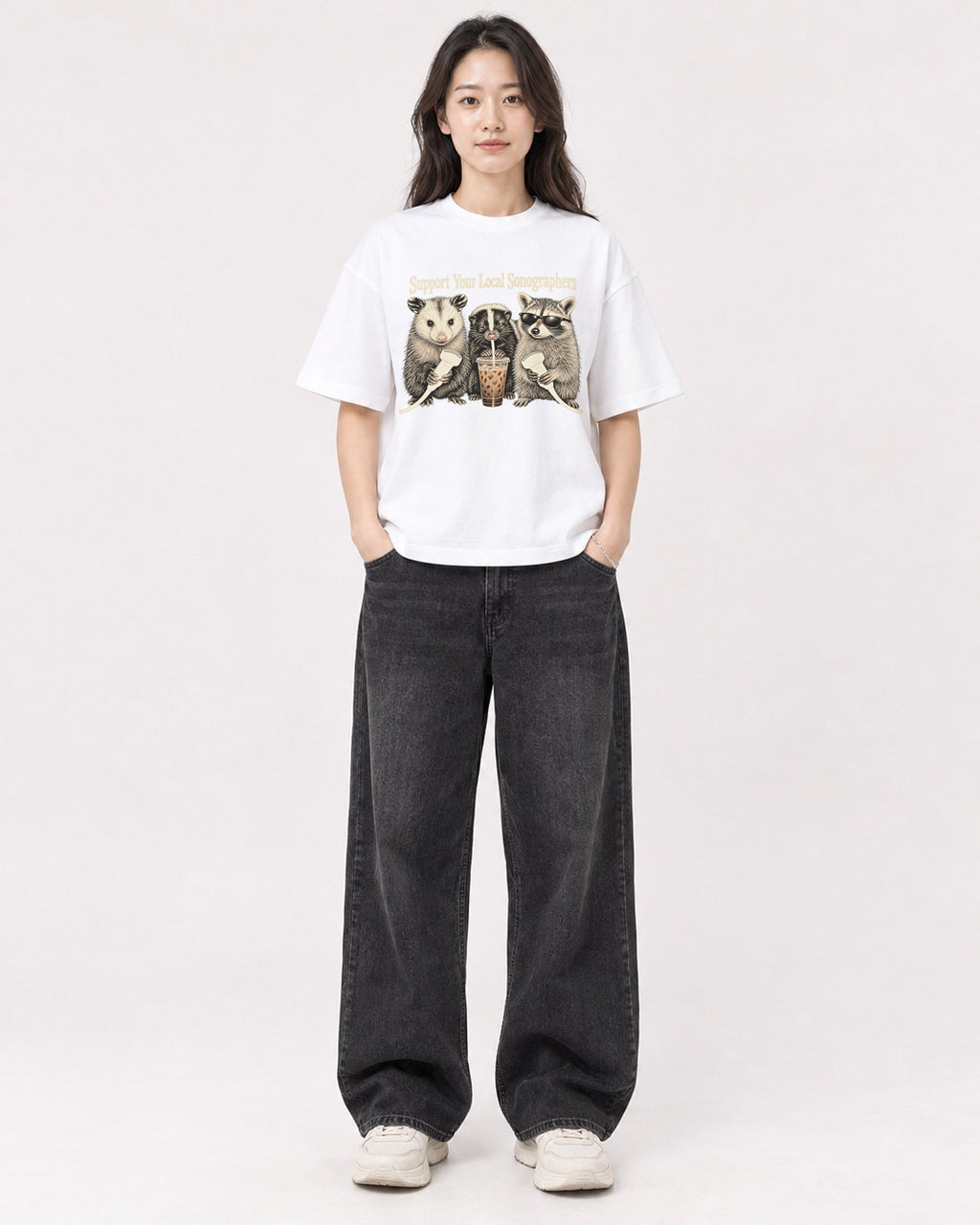 Mockup Boxy Heavyweight Tee White female full-body 03