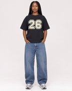 Mockup Boxy Heavyweight Tee Black female full-body 04