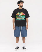 Mockup Boxy Heavyweight Tee Black male full-body 07