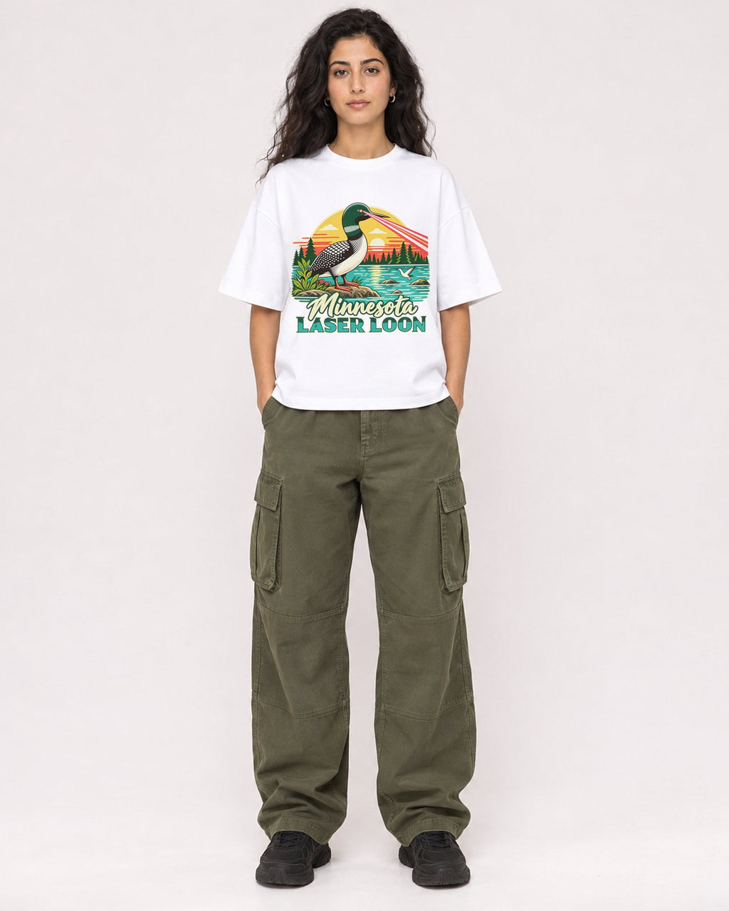 Mockup Boxy Heavyweight Tee White female full-body 07